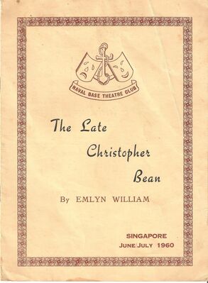 The Naval Base Theatre Club. The Late Christopher Bean 1960 
