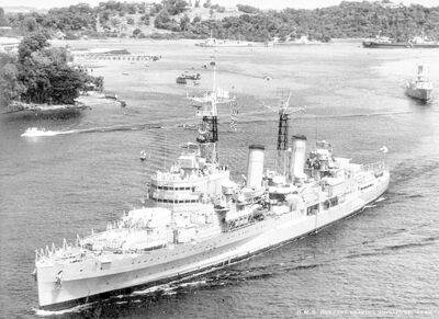 Singapore Dockyard. HMS Belfast leaving Singapore 1962
