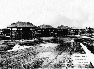 Naval Base Housing - The building of bungalows Wellington Road 1929
The build of Chargemans residences Wellington Road. Viewed from Admiralty Road East (Football grounds to the right in the picture)
